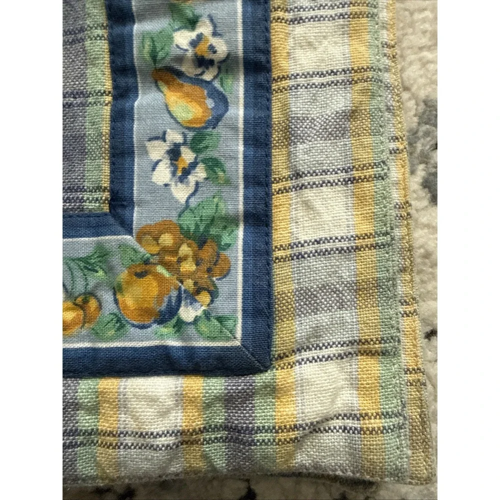 4 Vintage Floral Fruit Quilted Reversible Placemats 18x12 Cottagecore 90s